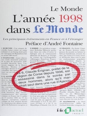 cover image of L'année 1998 dans «Le Monde»